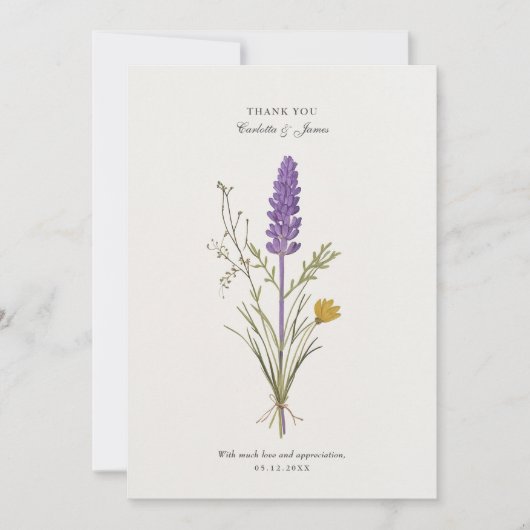 Carte de remerciements Mariage Lavender Chic (Devant)