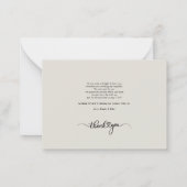 Carte de remerciements mariage Lettré à la main (Dos)