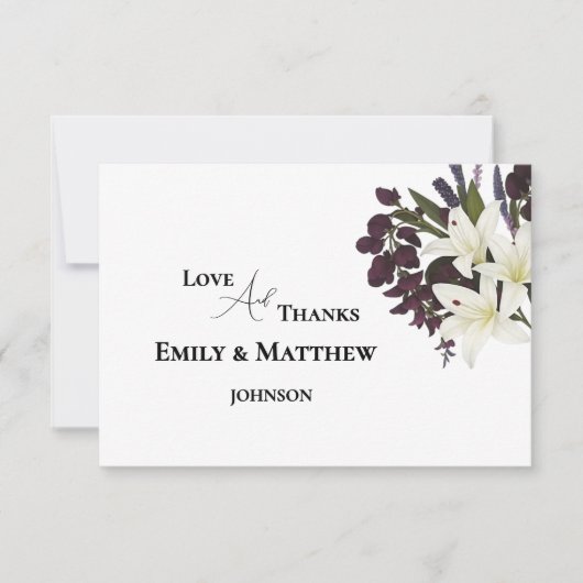 Carte de remerciements Mariage Lily et Plum (Devant)