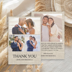 Carte De Remerciements Mariage Lin Design 4 Photos Collage Remerciements