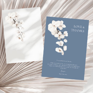 Carte De Remerciements Mariage Love And Thanks Bleu Poussiéreux Orchidée