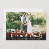Carte De Remerciements Mariage Love and Thanks Photo White Script (Devant)