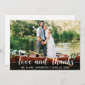 Carte De Remerciements Mariage Love and Thanks Photo White Script (Devant / Derrière)