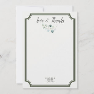 Carte De Remerciements Mariage Love et Remerciements de verdure
