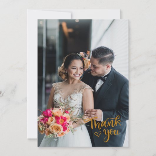 Carte de remerciements Mariage Luxe Gold Foil avec (Devant)