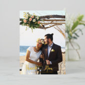 Carte de remerciements Mariage Luxe Gold Foil avec (Debout devant)