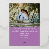 Carte de remerciements Mariage Luxe Gold Foil avec (Verso)