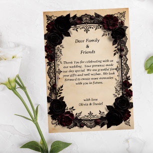 Carte De Remerciements Mariage Luxueux Dark Romance en Dentelle Noire Vic