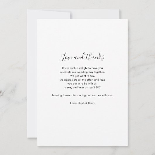 Carte De Remerciements Mariage manuscrit de script photo (Dos)