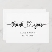 Carte De Remerciements Mariage manuscrit élégant à script simple (Devant / Derrière)