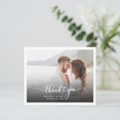 Carte de remerciements Mariage manuscrit photo (Debout devant)