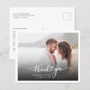 Carte de remerciements Mariage manuscrit photo