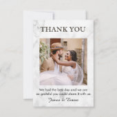 Carte De Remerciements Mariage Marbre blanc (Devant)