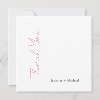 Carte De Remerciements Mariage mariage Calligraphie minimaliste rose blan