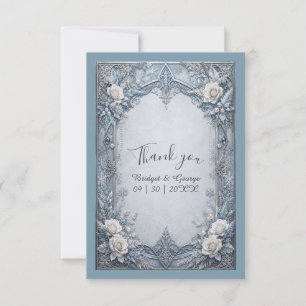 Carte De Remerciements Mariage Médiéval Gothique Hiver Glace Argent