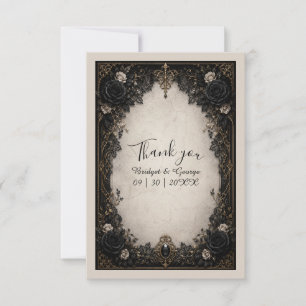 Carte De Remerciements Mariage Médiéval Gothique Noir Rose Noire