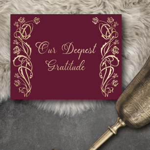 Carte de remerciements Mariage médiéval royal Rose