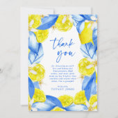 Carte De Remerciements Mariage Méditerranéen Citron Bleu Jaune (Devant)