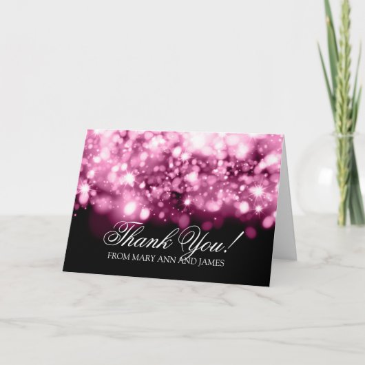 Carte De Remerciements Mariage "Merci" flamme rose (Devant)