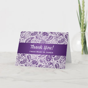 Carte De Remerciements Mariage "Merci" Paisley Motif Purple