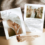 Carte de remerciements mariage | Merci photo Boho<br><div class="desc">Ce magnifique Carte de remerciements photo est doté d'un cadre photo en arc avec une calligraphie moderne et un design minimaliste. Modifiez facilement la plupart des mots pour correspondre à votre style et message de remerciement! Facile à customiser avec votre texte et vos photos ! La magnifique photo du couple...</div>