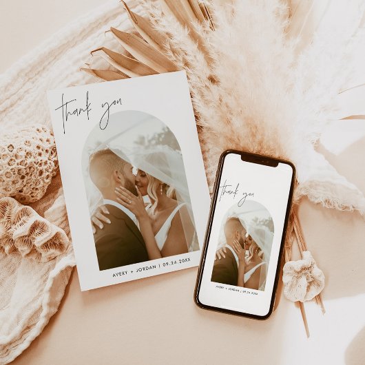 Carte de remerciements mariage | Merci photo Boho