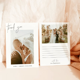 Carte de remerciements mariage, Merci photo Boho