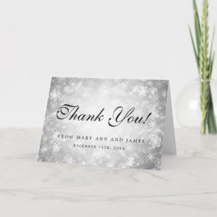 Carte De Remerciements Mariage "Merci" Silver Winter Wonderland