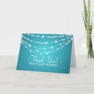 Carte De Remerciements Mariage "Merci" Sparkling Chain Blue