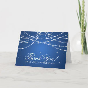 Carte De Remerciements Mariage "Merci" Sparkling String bleu