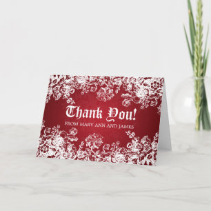 Carte De Remerciements Mariage "Merci" Victorian Flourish Rouge