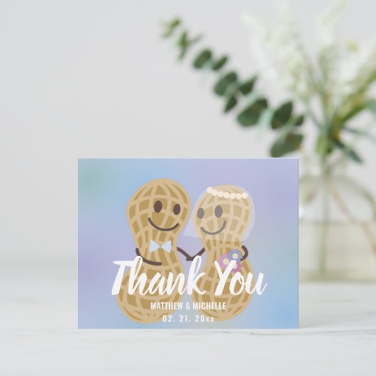 Carte De Remerciements Mariage Mignon Éléments Modernes Élégants Fous L'u (Debout devant)