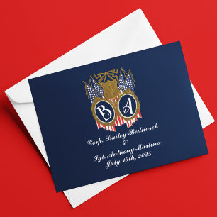 Carte De Remerciements Mariage militaire de style antique