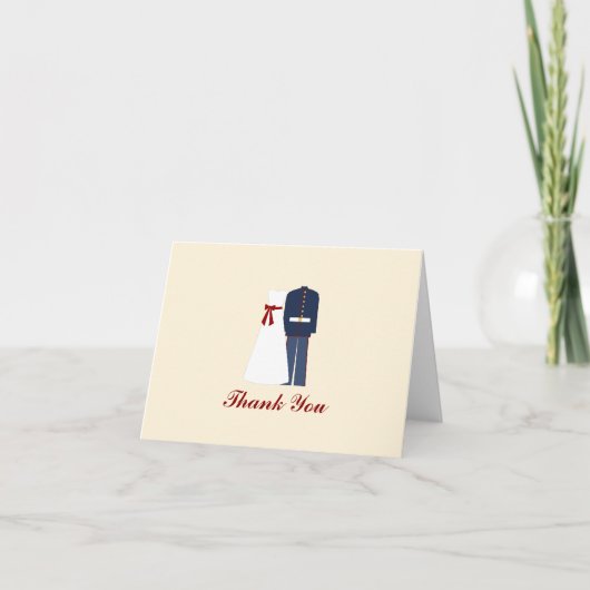 Carte De Remerciements Mariage militaire personnalisé - Notes de remercie (Devant)