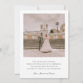 Carte de remerciements Mariage minimal (Dos)