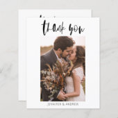 Carte de remerciements Mariage minimal budgétaire (Devant / Derrière)