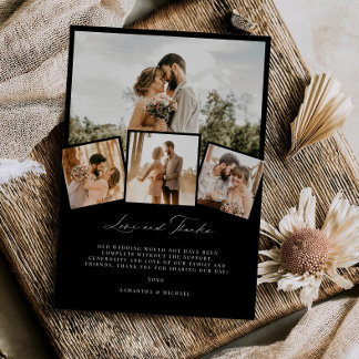 Carte de remerciements Mariage minimal d'amour et