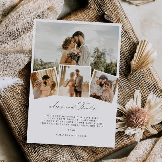 Carte de remerciements Mariage minimal d'amour et