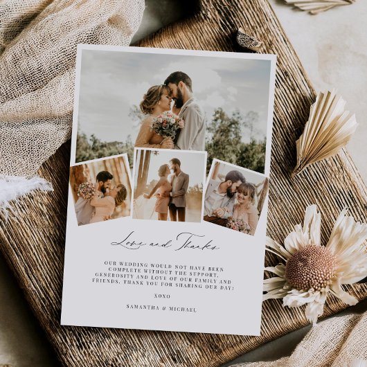 Carte de remerciements Mariage minimal d'amour et