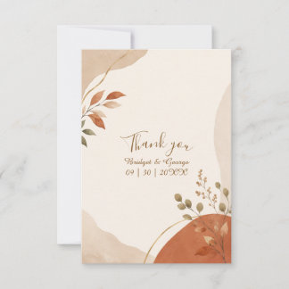 Carte De Remerciements Mariage minimal d'automne Terracotta Eucalyptus