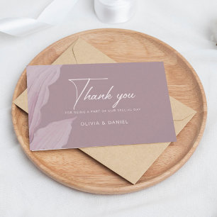 Carte De Remerciements Mariage minimal de feuille de mauve romantique
