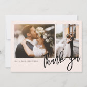 Carte De Remerciements Mariage minimal moderne Script 2 Photos (Devant)