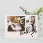 Carte De Remerciements Mariage minimal moderne Script 2 Photos (Debout devant)