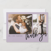 Carte De Remerciements Mariage minimal moderne Script 2 Photos (Devant)