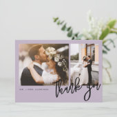 Carte De Remerciements Mariage minimal moderne Script 2 Photos (Debout devant)