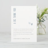 Carte De Remerciements Mariage minimal Pastel Dusky Blue Hearts (Debout devant)