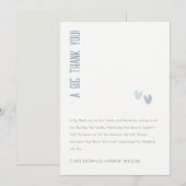 Carte De Remerciements Mariage minimal Pastel Dusky Blue Hearts (Devant / Derrière)