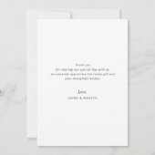 Carte de remerciements mariage minimal simple et m (Dos)