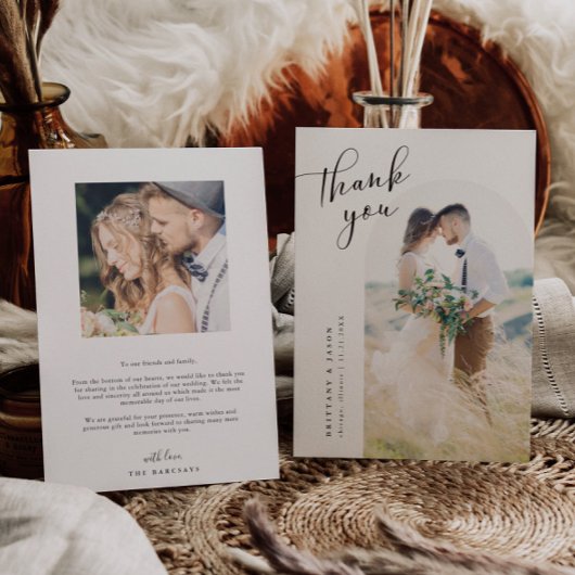 Carte De Remerciements Mariage Minimaliste Arche Blanche