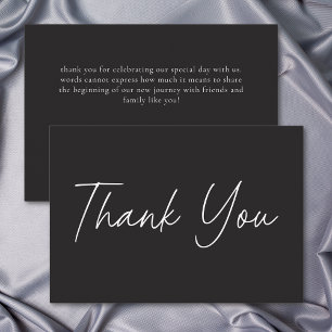Carte De Remerciements Mariage Minimaliste au Charbon Élégant